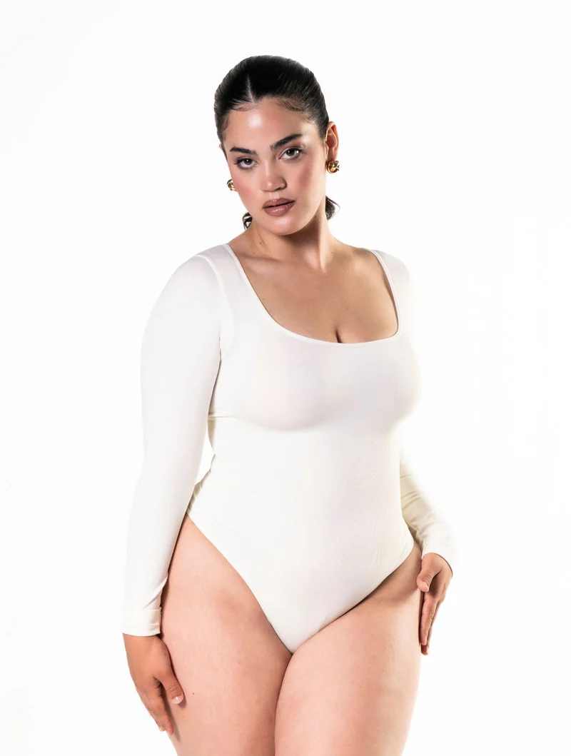 HuaStudio™ Long Sleeve Snatched Bodysuit